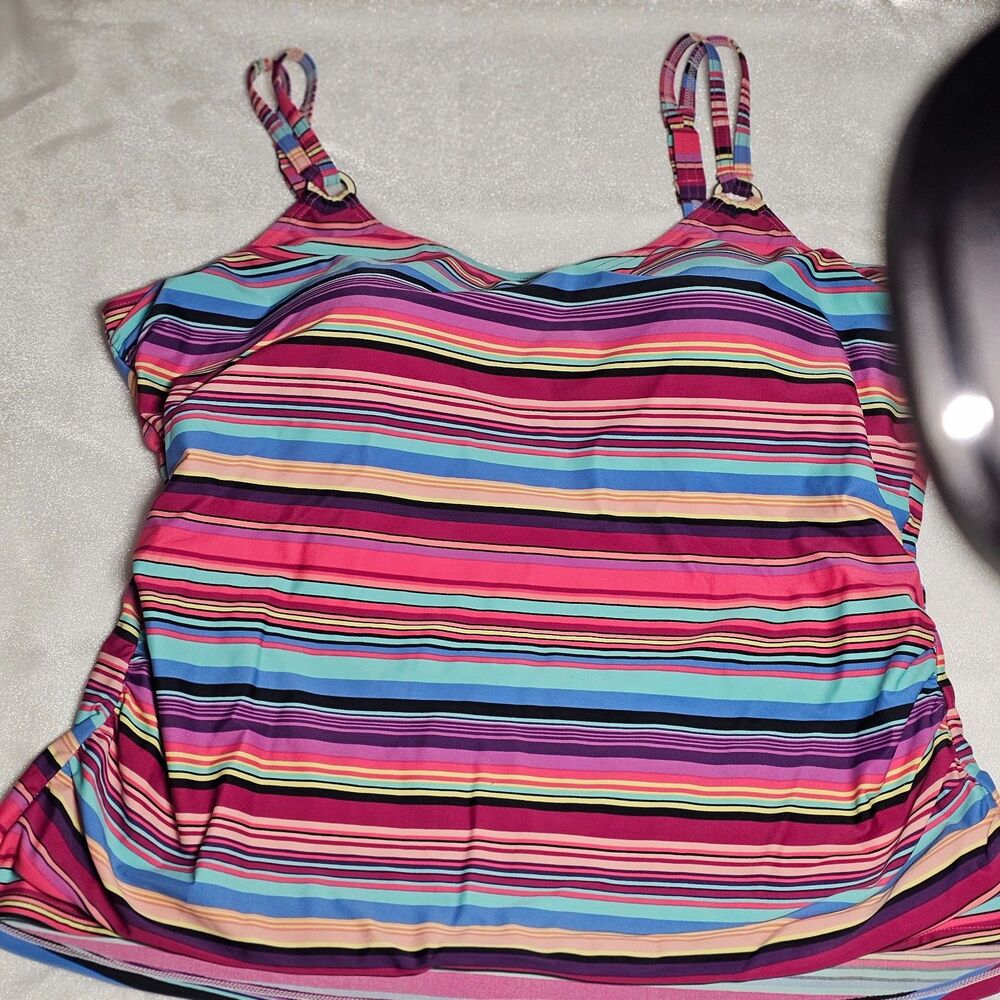 Croft & Barrow Multi Color Striped Tankini Top Size 24W